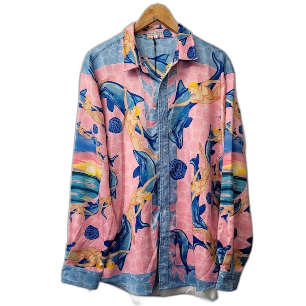 Rare Discontinued Patrick Church Long Sleeve Merman Pink Gay Pride Mens Sz. L